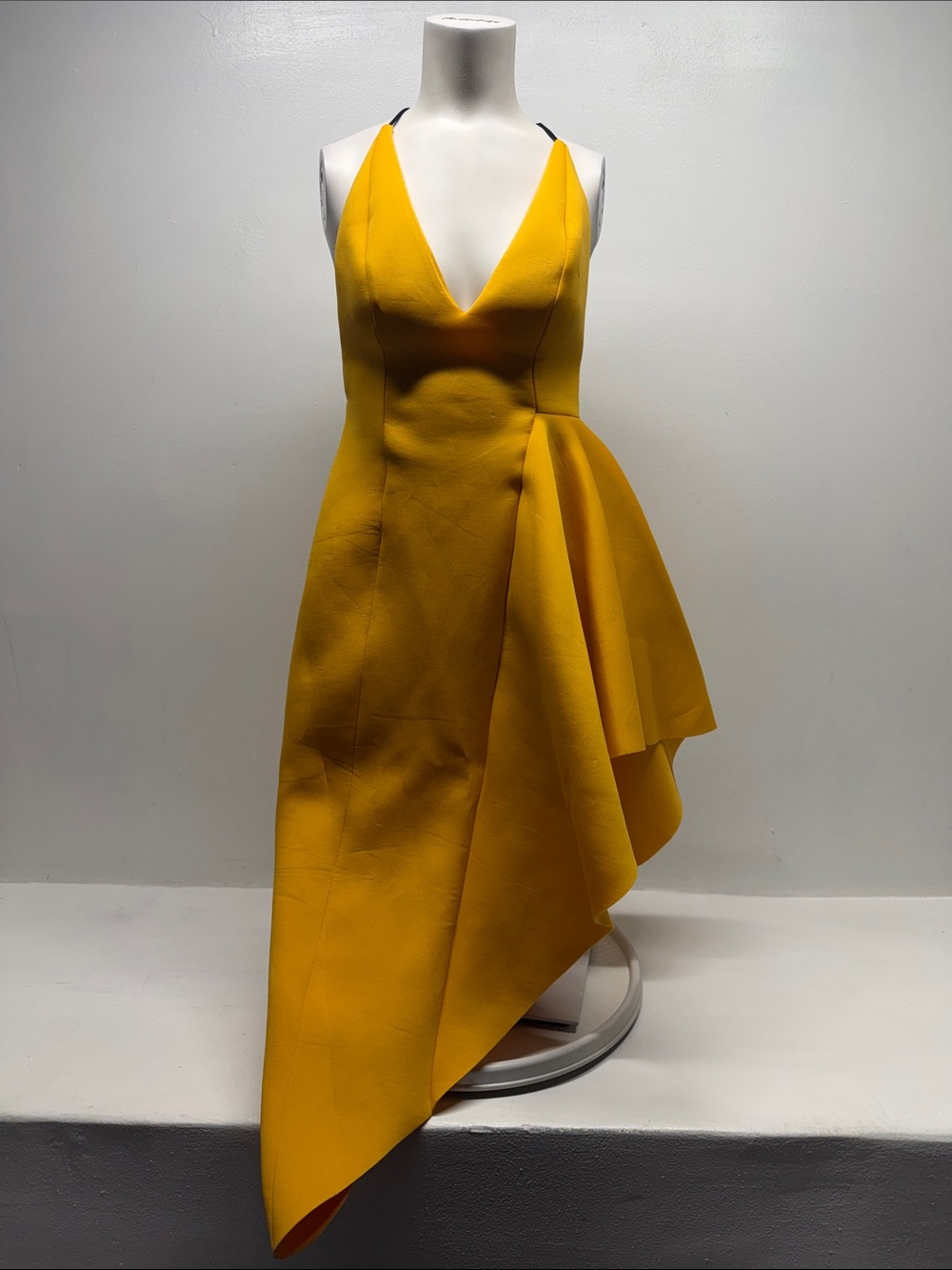 Asos Plunge Side Pep Hem Dress Midi Ruffle Asymmetric Sleeveless Orange NWT 4